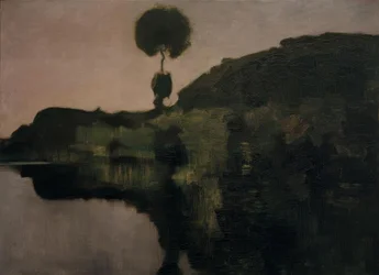 Abend am Gein mit isoliertem Baum